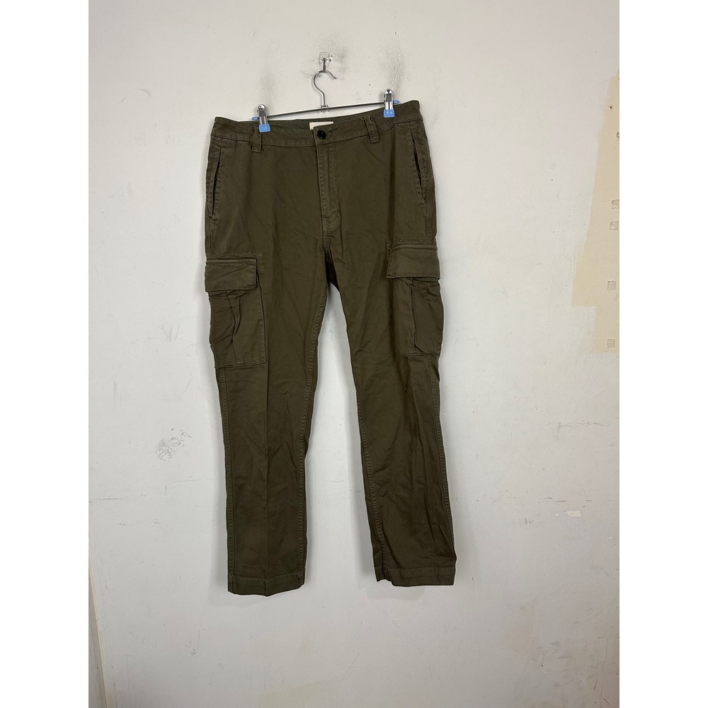 Taylor Stitch Mens Cargo Pants 34x32 Olive Green Organic Cotton Herringbone